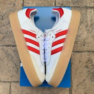 adidas Samba White Red Platform Sneakers